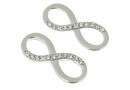 Link, infinity, crystals, rhodium-plated 925 silver, 20mm  - x1