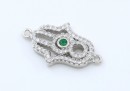 Link, Fatima's hand, rhodium-plated 925 silver, 20.5mm - x1