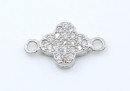 Link trifoi cu cristale argint 925 placat cu rodiu, 12mm  - x1