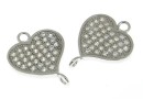 Link, heart, rhodium-plated 925 silver, 14.5mm - x1