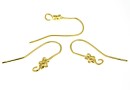 Earring findings, gold-plated 925 silver, 26mm - x1pair