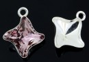 Pendant base, 925 silver, rhombus, for Swarovski 4485 10.5mm - x1