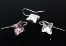 Earring findings, 925 silver, square, for Swarovski 4485 10.5mm - x1pair