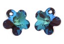 Swarovski, pandantiv floare, bermuda blue, 12mm - x2