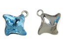 Pendant base, rhodium-plated 925 silver, rhombus, Swarovski 4485 10.5mm - x1