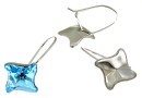 Earring findings, rhodium-plated 925 silver, rhombus, for Swarovski 4485 10.5mm - x1pair