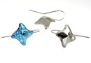 Earring findings, rhodium-plated 925 silver, rhombus, for Swarovski 4485 10.5mm - x1pair