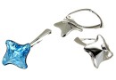 Earring findings, rhodium-plated 925 silver, rhombus, for Swarovski 4485 10.5mm - x1pair