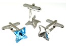 Cufflink, base,square, rhodium-plated 925 silver, Swarovski 4485 10.5mm - x1pair