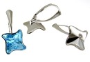 Earring findings, rhodium-plated 925 silver, square, for Swarovski 4485 10.5mm - x1pair