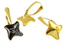 Earring findings, gold-plated 925 silver, square, for Swarovski 4485 10.5mm - x1pair