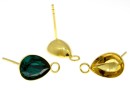 Earring findings, gold-plated 925 silver, for Swarovski 4320 10x7mm - x1pair