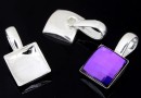 Pendant base, 925 silver, for square cabochon 10mm - x1