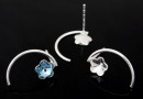 Earring findings, 925 silver, for Swarovski flower 6mm - x1pair