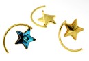 Earring findings, gold-plated 925 silver, fancy rivoli star 10mm - x1pair