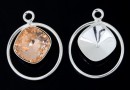 Pendant base, 925 silver, for Swarovski square 10mm, sus- x1