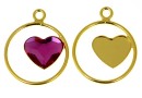 Pendant base, gold-plated 925 silver, for Swarovski heart, 10mm, dr - x1