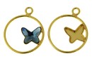 Pendant base, gold-plated 925 silver, for Swarovski butterfly 8mm, dr - x1