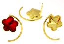 Earring findings, gold-plated 925 silver, fancy rivoli flower 10mm - x1pair