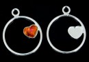 Pendant base, 925 silver, for Swarovski heart, 6mm, dr- x1
