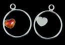 Pendant base, 925 silver, for Swarovski heart, 6mm, stg- x1