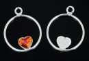 Pendant base, 925 silver, for Swarovski heart, 6mm, jos- x1