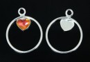 Pendant base, 925 silver, for Swarovski heart, 6mm, sus- x1