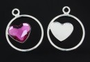 Pendant base, 925 silver, for Swarovski heart, 10mm, stg- x1