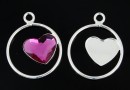 Pendant base, 925 silver, for Swarovski heart, 10mm, dr- x1