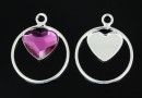 Pendant base, 925 silver, for Swarovski heart, 10mm, sus- x1