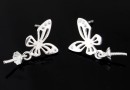 Earring findings, butterfly, 925 silver, 11.5mm - x1pair