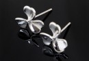 Earring findings, clover, rhodium-plated 925 silver, 9mm - x1pair