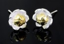 Tortite cercei floare, argint 925 cu argint aurit, 17mm - x1per