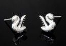 Earring findings, swan, 925 silver, 12mm - x1pair