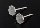 Earring findings, for Swarovski 2610 6mm, 925 silver, 11.5mm - x1pair