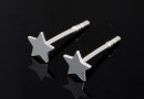 Earring findings, star, 925 silver, 4.5mm - x1pair