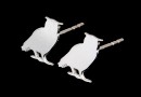 Earring findings, owl, 925 silver, 11.5mm - x1pair