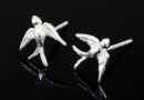 Earring findings, swallow, 925 silver, 12.5mm - x1pair