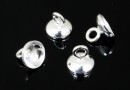 Pendant bail, cup, 925 silver, 6mm - x2