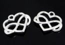 Pendant, heart, infinity, Love, 925 silver, 14.5mm  - x1