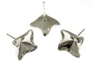 Earring findings, rhodium-plated 925 silver, bar, for Swarovski 4485 10.5mm - x1pair