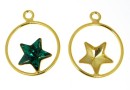 Pendant base, gold-plated 925 silver, for Swarovski star 10mm, jos - x1