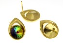 Earring findings, gold-plated 925 silver, rivoli 8mm - x1pair