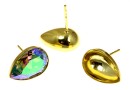 Earring findings, gold-plated 925 silver, for Swarovski 4320 14x10mm - x1pair