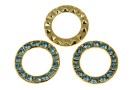 Swarovski, disc placat cu aur, aquamarine, 15.5mm - x1