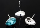 Earring findings, 925 silver, for Swarovski 4320 10x7mm - x1pair