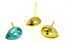 Earring findings, gold-plated 925 silver, for Swarovski 4320 10x7mm - x1pair