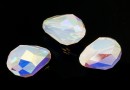 Swarovski, margele picatura, white opal AB, 9x6mm - x2