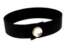 Alcantara bracelet, black with Swarovski crystal-gold