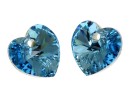 Swarovski, pandantiv inima, aquamarine foiled, 10mm - x2